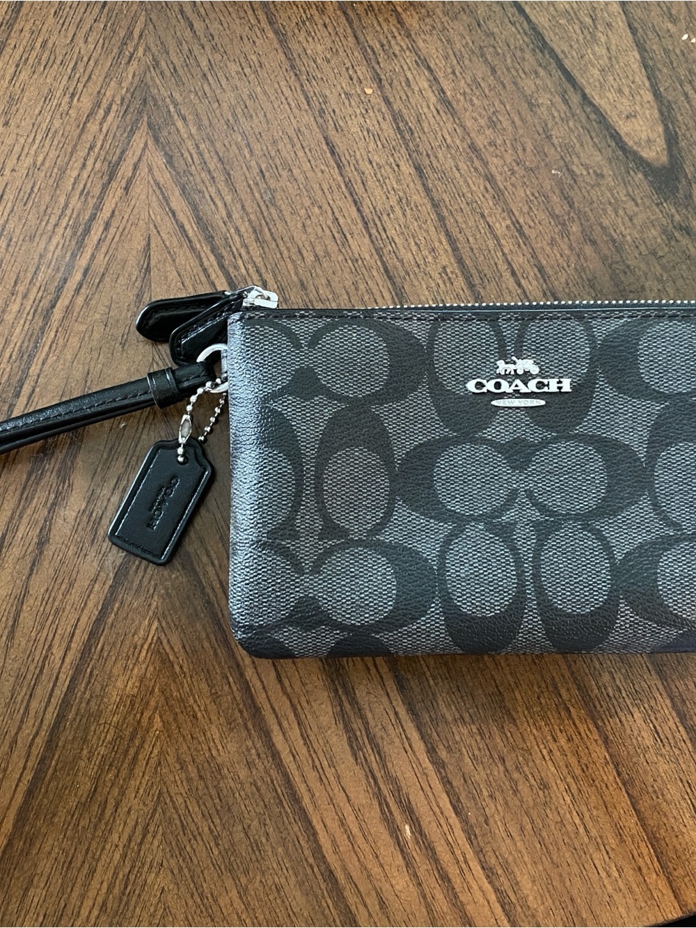 Coach Black Leather Wristlet Charm Pouch